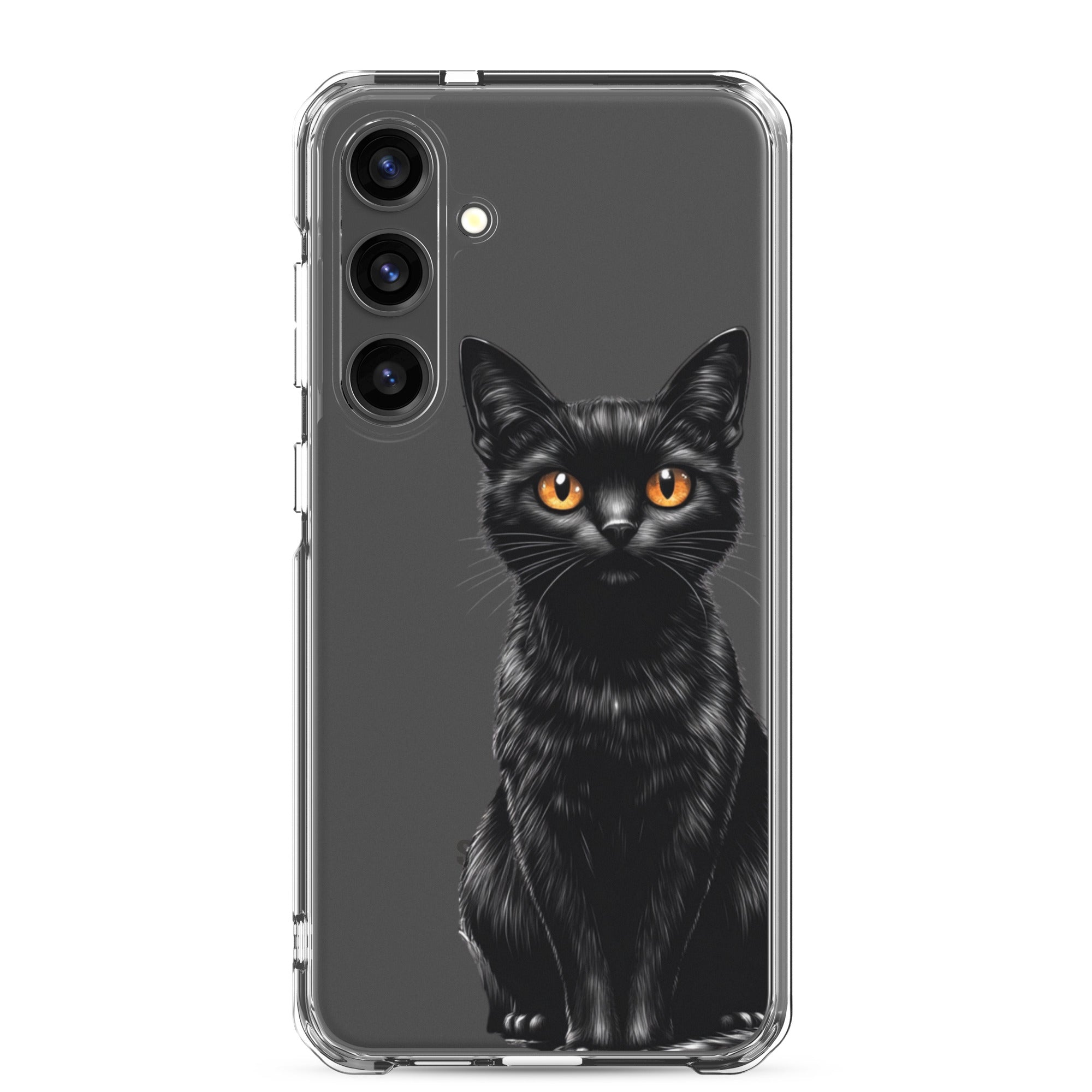 Black Cat Clear Case for Samsung Galaxy S24 Plus – Elegant Minimal Protective Cover