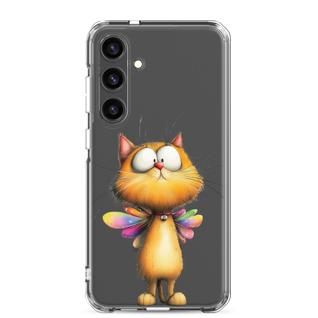 Whimsical Fairy Cat Clear Case for Samsung Galaxy S24 Plus – Playful Fantasy Protective Cover