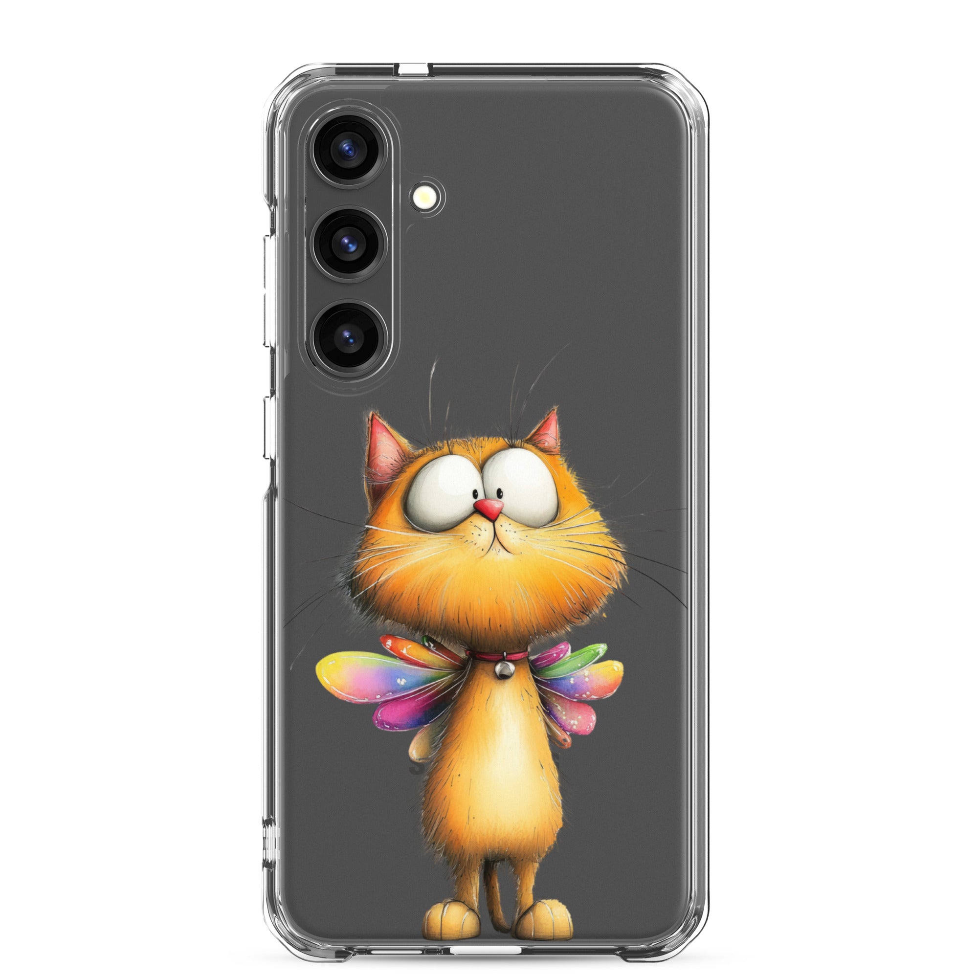 Whimsical Fairy Cat Clear Case for Samsung Galaxy S24 Plus – Playful Fantasy Protective Cover