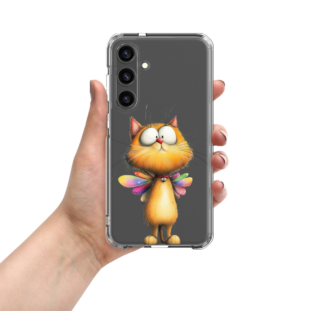 Whimsical Fairy Cat Clear Case for Samsung Galaxy S24 Plus – Playful Fantasy Protective Cover