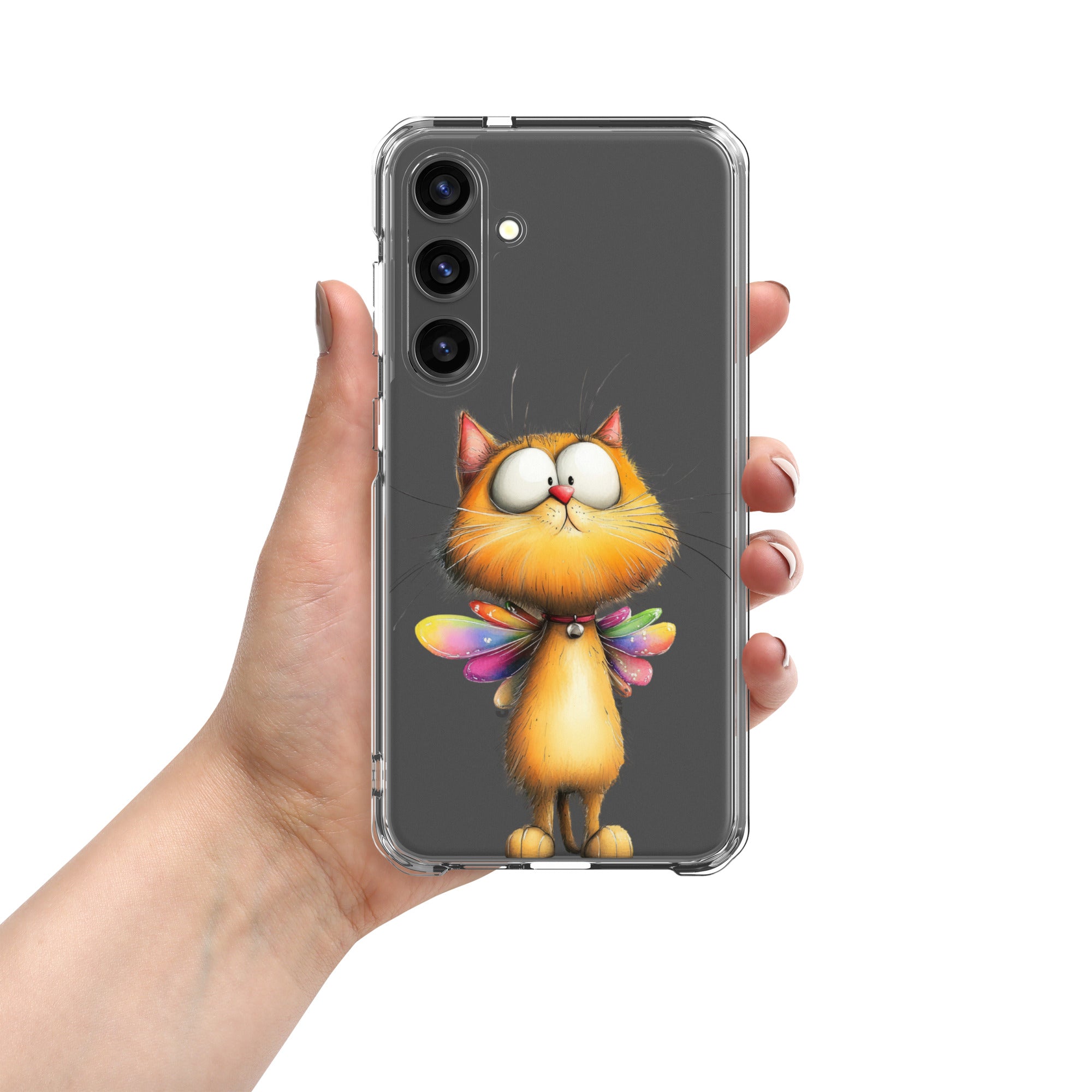 Whimsical Fairy Cat Clear Case for Samsung Galaxy S24 Plus – Playful Fantasy Protective Cover