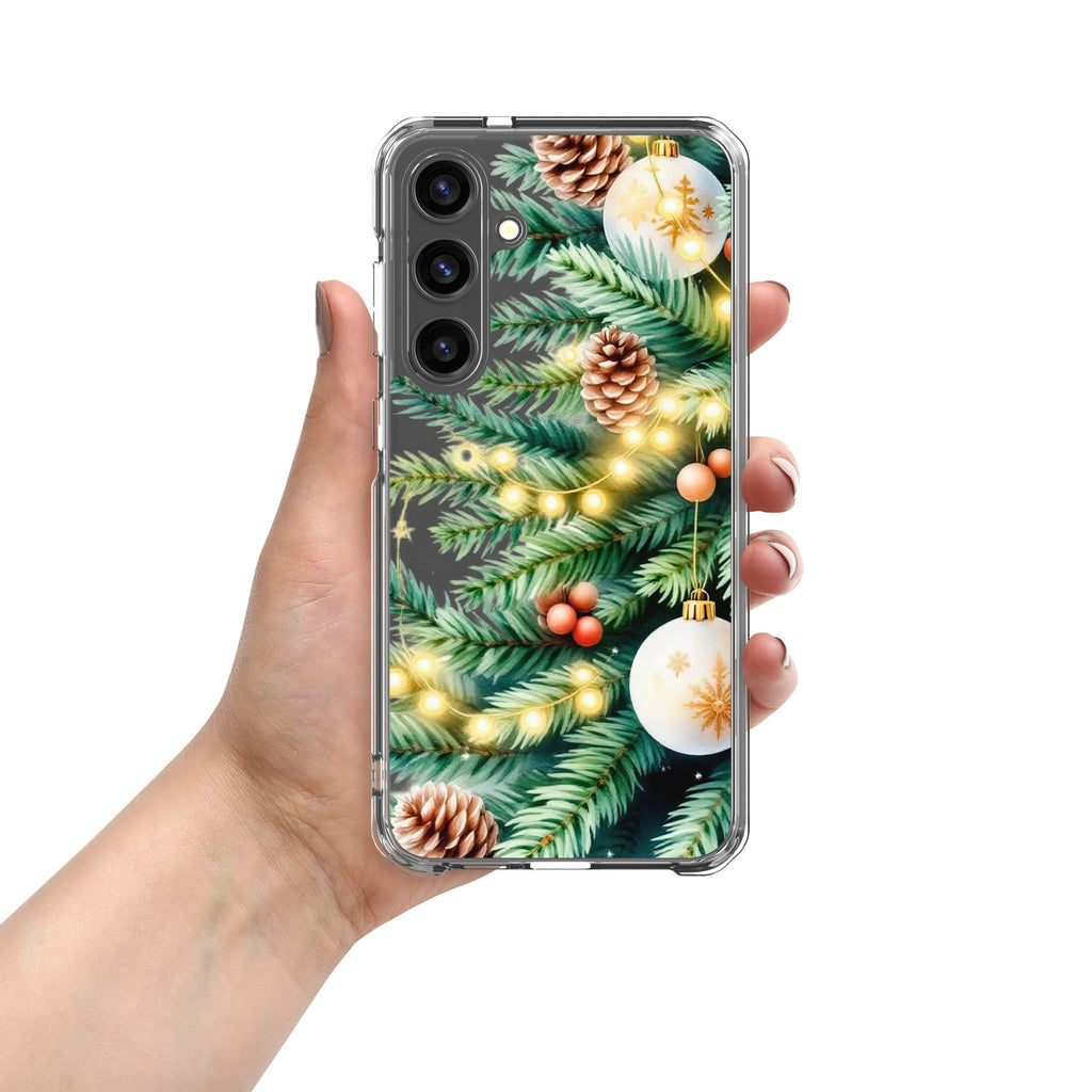Christmas Pine Branches Clear Case for Samsung Galaxy S24 Plus – Festive Winter Protective Cover