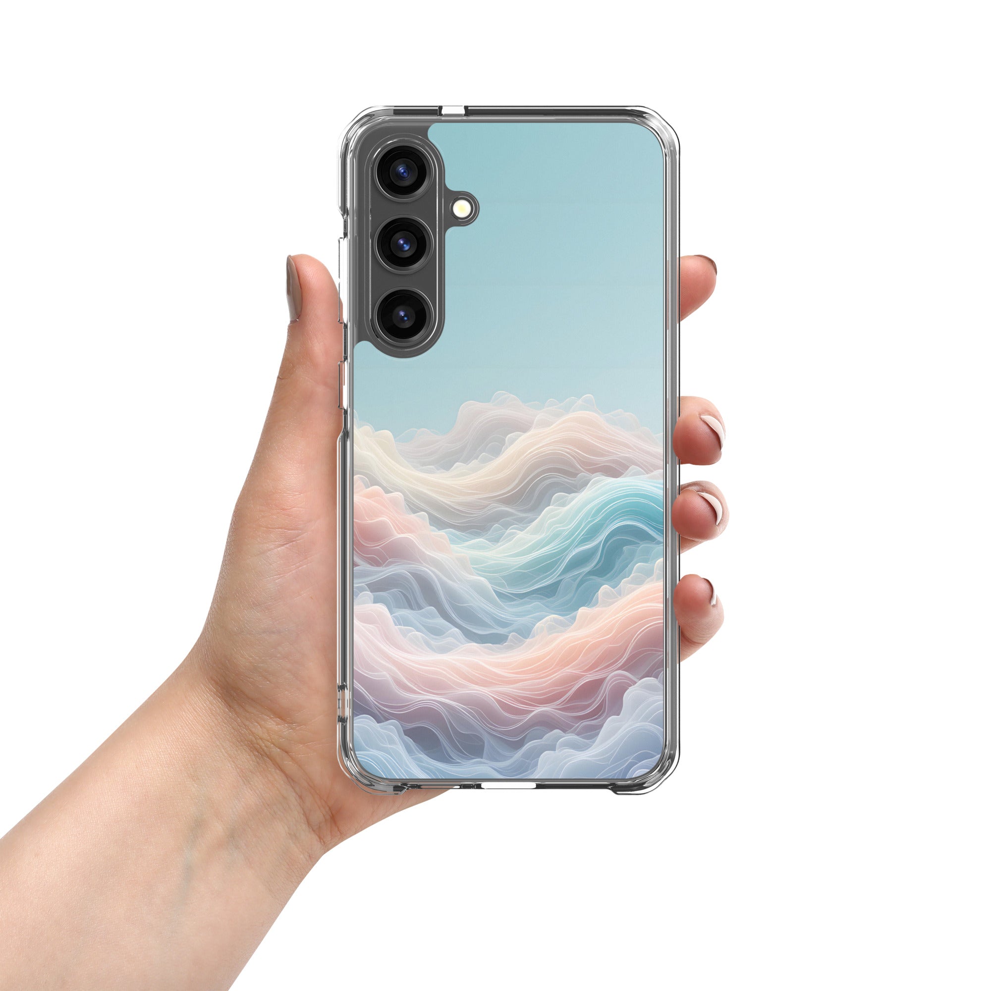 Abstract Pastel Waves Dream Clear Case for Samsung Galaxy S24 Plus – Soft Minimalist Protective Cover