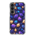 Glowing Autumn Leaves Clear Case for Samsung Galaxy S24 Plus – Colorful Night Nature Protective Cover