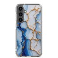 Blue Marble Gold Veins Clear Case for Samsung Galaxy S24 Plus – Elegant Stone Protective Cover