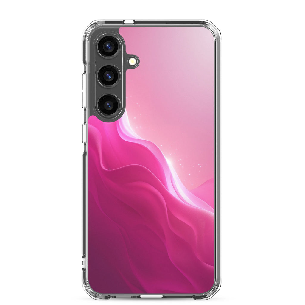 Pink Gradient Waves Dream Clear Case for Samsung Galaxy S24 Plus – Minimal Abstract Protective Cover