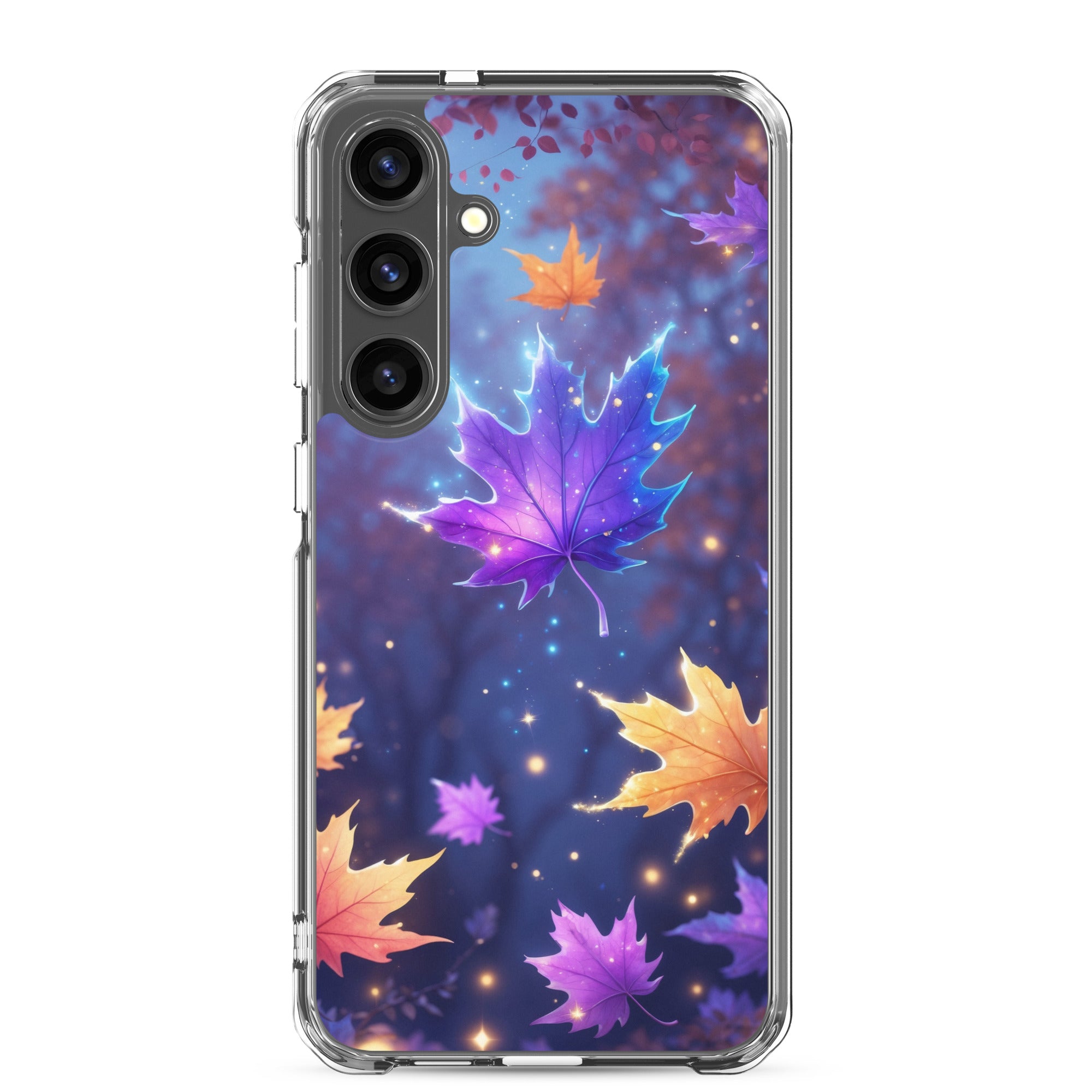 Autumn Leaves Glow Clear Case for Samsung Galaxy S24 Plus – Magical Nature Protective Cover