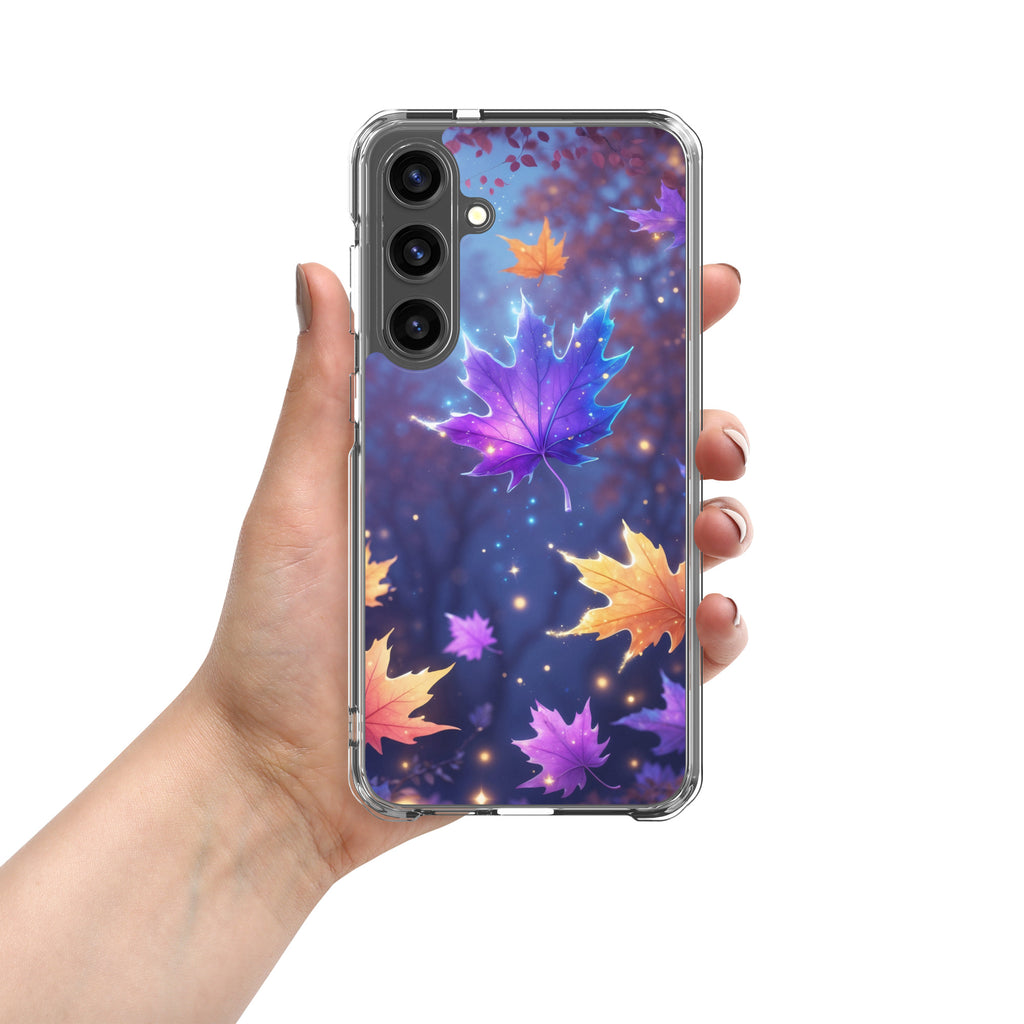 Autumn Leaves Glow Clear Case for Samsung Galaxy S24 Plus – Magical Nature Protective Cover