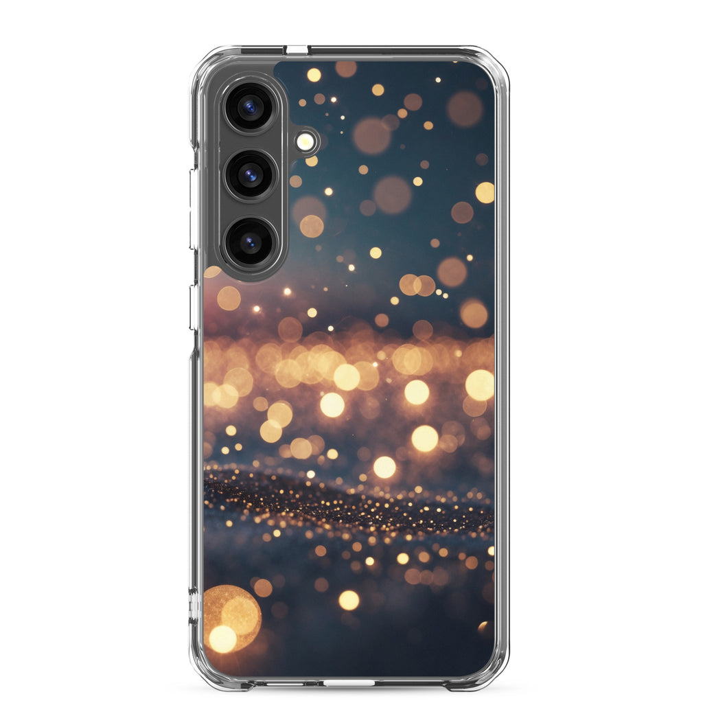Golden Bokeh Lights Clear Case for Samsung Galaxy S24 Plus – Elegant Glow Protective Cover
