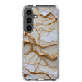 White Marble Gold Veins Clear Case for Samsung Galaxy S24 Plus – Elegant Stone Protective Cover