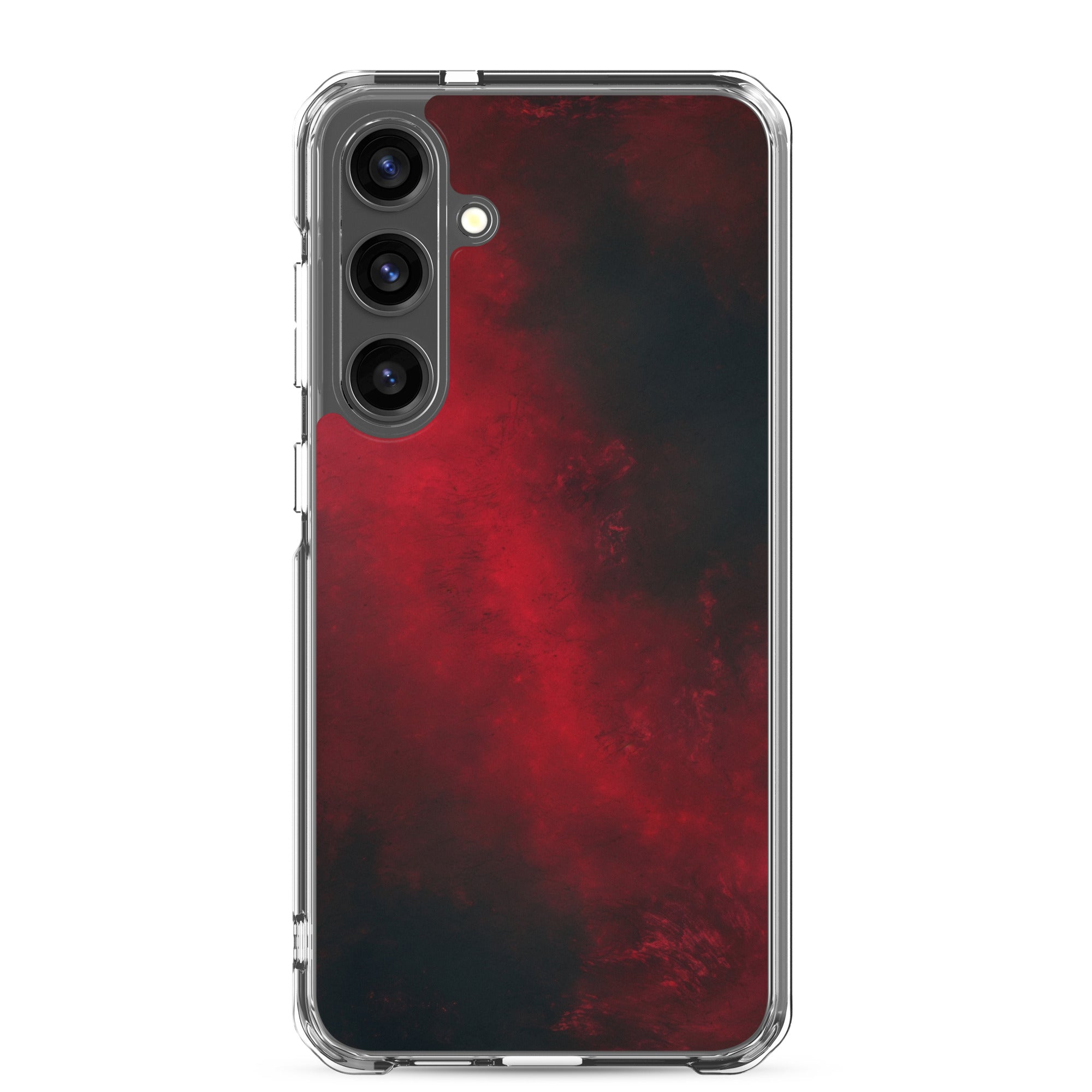 Dark Red Abstract Clear Case for Samsung Galaxy S24 Plus – Minimalist Textured Protective Cover