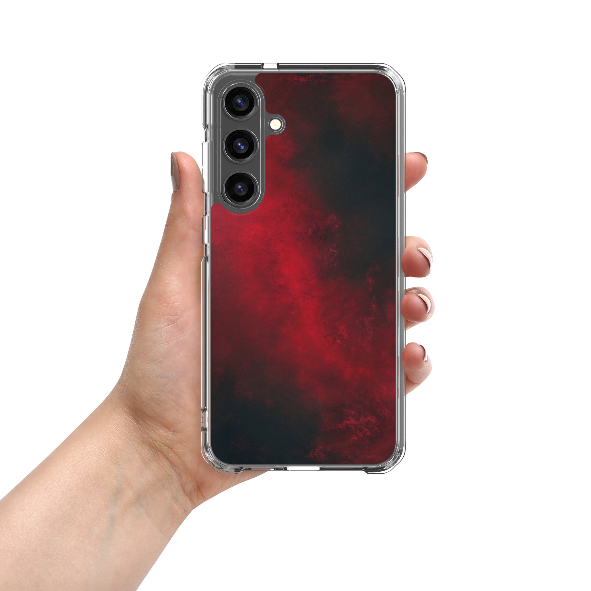 Dark Red Abstract Clear Case for Samsung Galaxy S24 Plus – Minimalist Textured Protective Cover