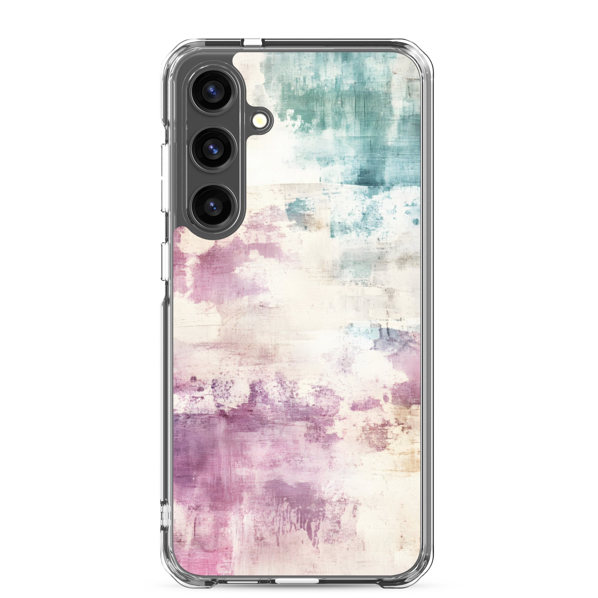 Soft Abstract Pastel Clear Case for Samsung Galaxy S24 Plus – Modern Watercolor Protective Cover