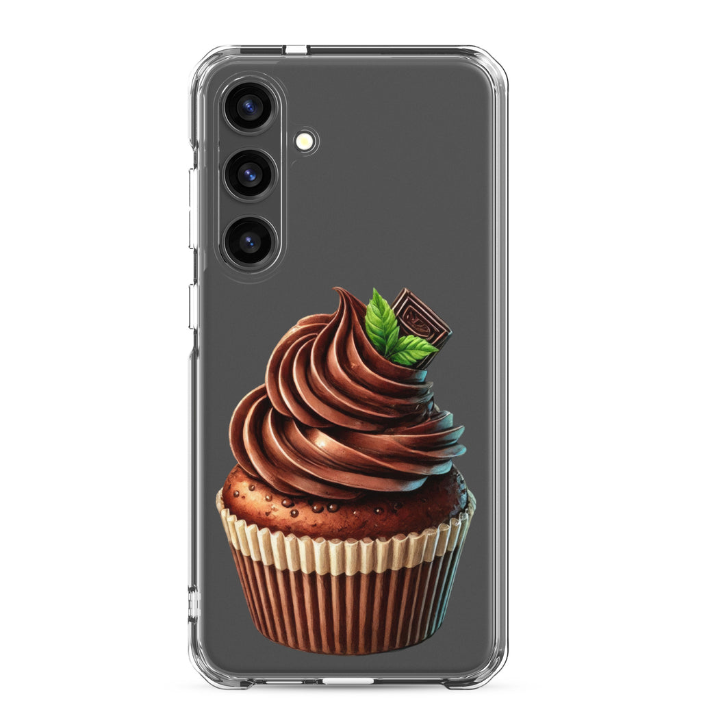 Chocolate Cupcake Clear Case for Samsung Galaxy S24 Plus – Sweet Dessert Art Protective Cover
