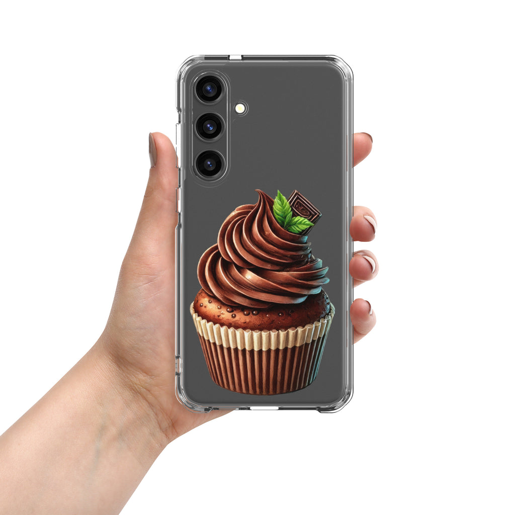 Chocolate Cupcake Clear Case for Samsung Galaxy S24 Plus – Sweet Dessert Art Protective Cover