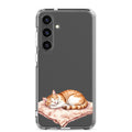 Sleeping Ginger Cat Clear Case for Samsung Galaxy S24 Plus – Cozy Minimal Animal Protective Cover