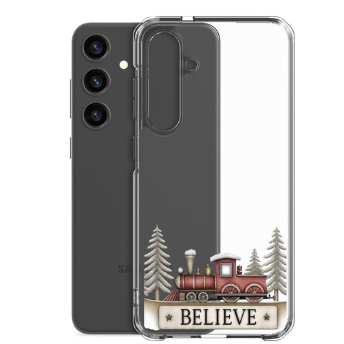 Believe Christmas Train Clear Case for Samsung Galaxy S24 Plus – Festive Holiday Protective Cover
