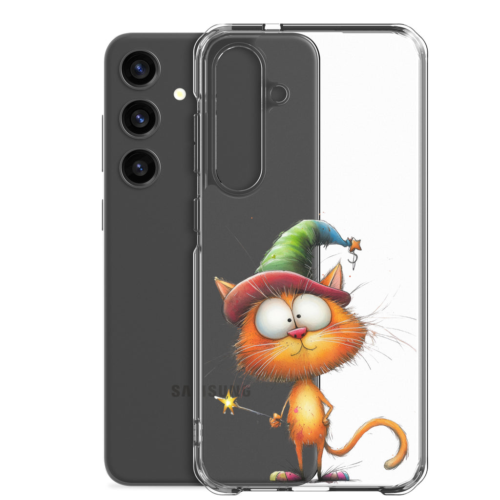 Wizard Cat Clear Case for Samsung Galaxy S24 Plus – Cute Fantasy Protective Cover