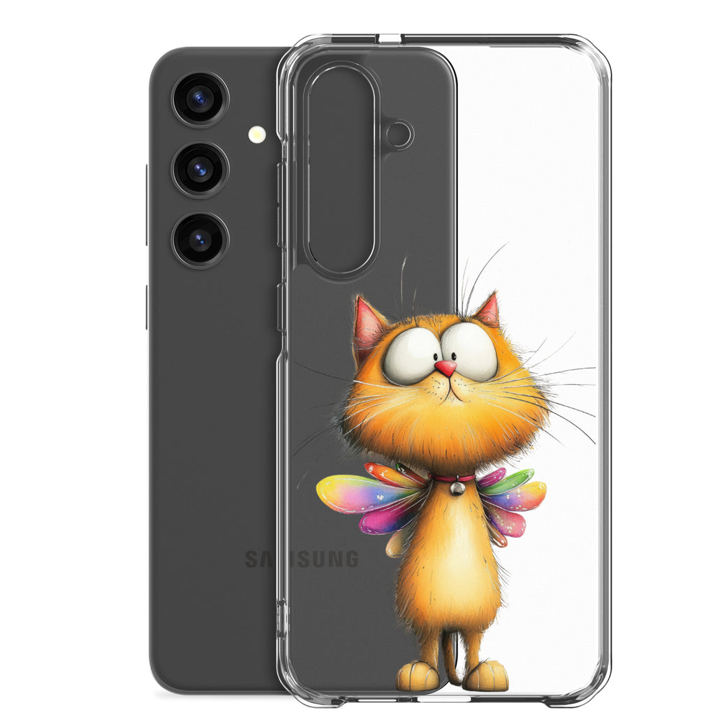 Whimsical Fairy Cat Clear Case for Samsung Galaxy S24 Plus – Playful Fantasy Protective Cover