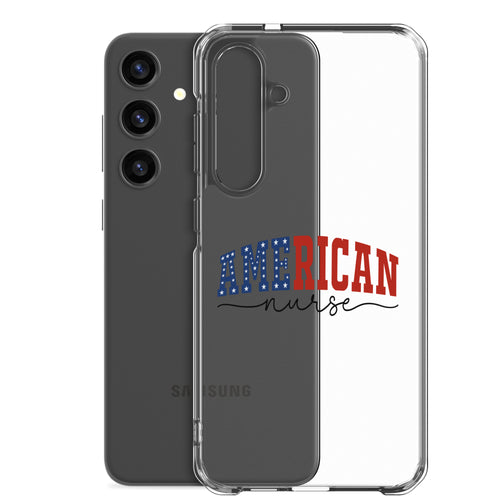 American Nurse Typography Clear Case for Samsung Galaxy S24 Plus – Patriotic Profession Protective Cover