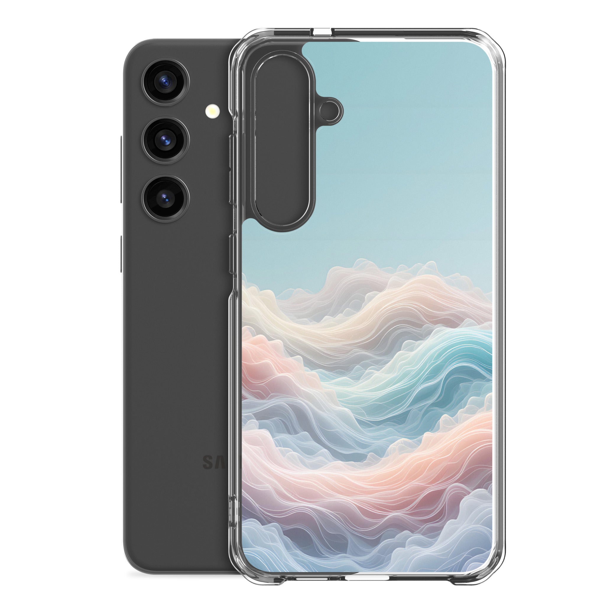 Abstract Pastel Waves Dream Clear Case for Samsung Galaxy S24 Plus – Soft Minimalist Protective Cover