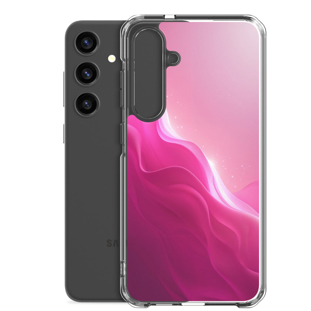 Pink Gradient Waves Dream Clear Case for Samsung Galaxy S24 Plus – Minimal Abstract Protective Cover