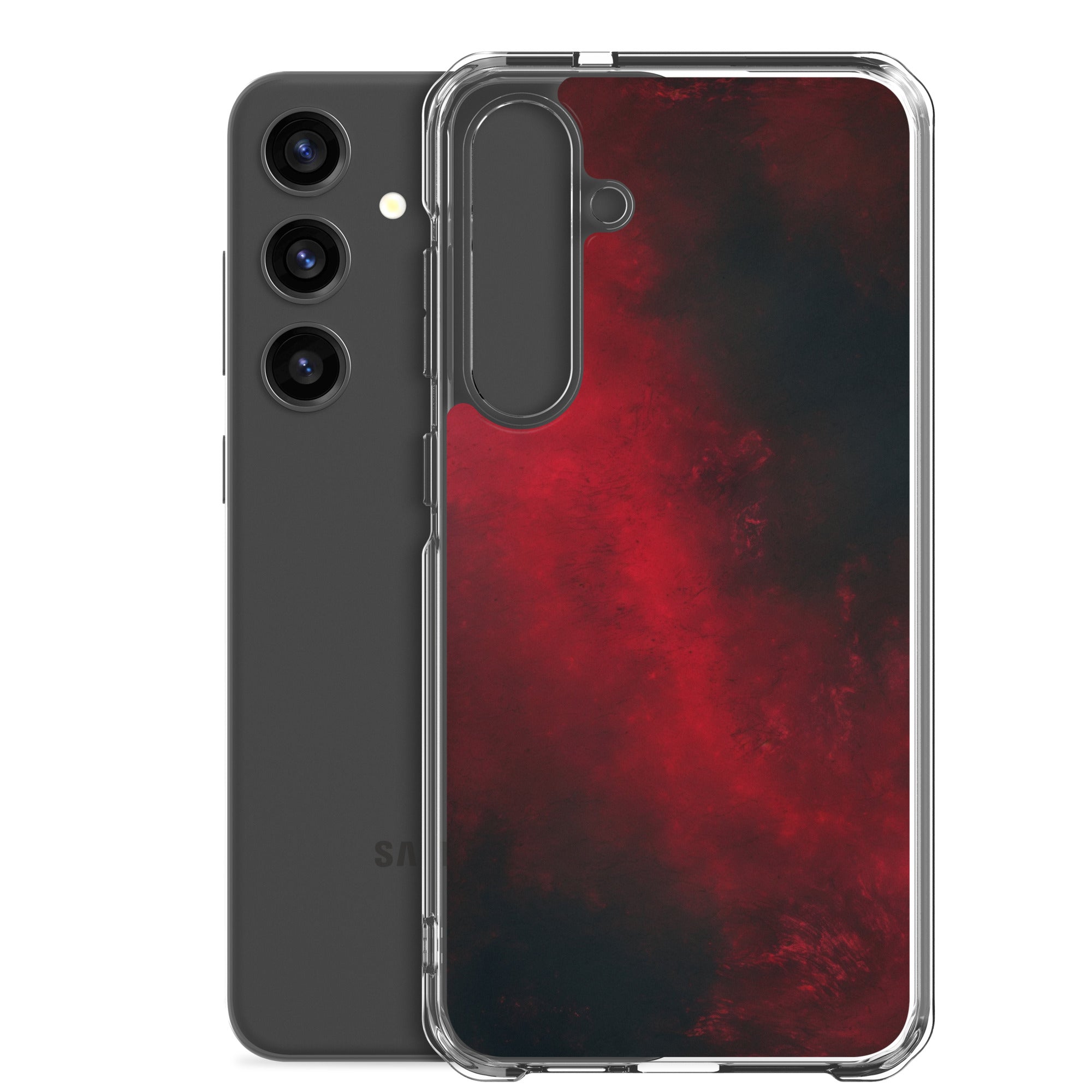 Dark Red Abstract Clear Case for Samsung Galaxy S24 Plus – Minimalist Textured Protective Cover