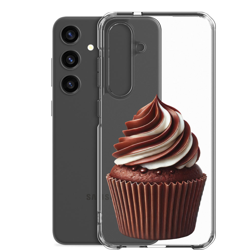 Chocolate Swirl Cupcake Clear Case for Samsung Galaxy S24 Plus – Dessert-Inspired Protective Cover