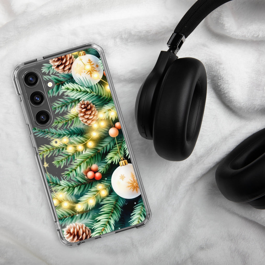 Christmas Pine Branches Clear Case for Samsung Galaxy S24 Plus – Festive Winter Protective Cover