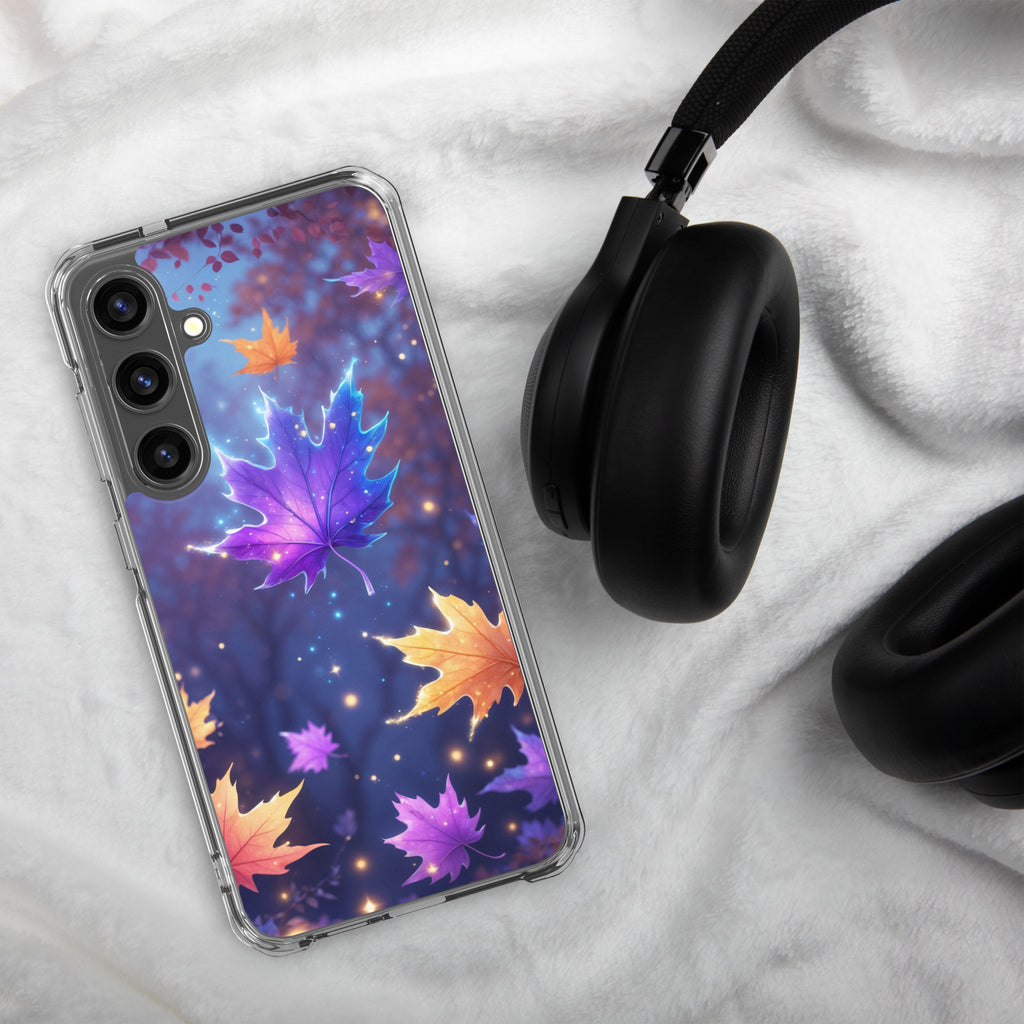 Autumn Leaves Glow Clear Case for Samsung Galaxy S24 Plus – Magical Nature Protective Cover
