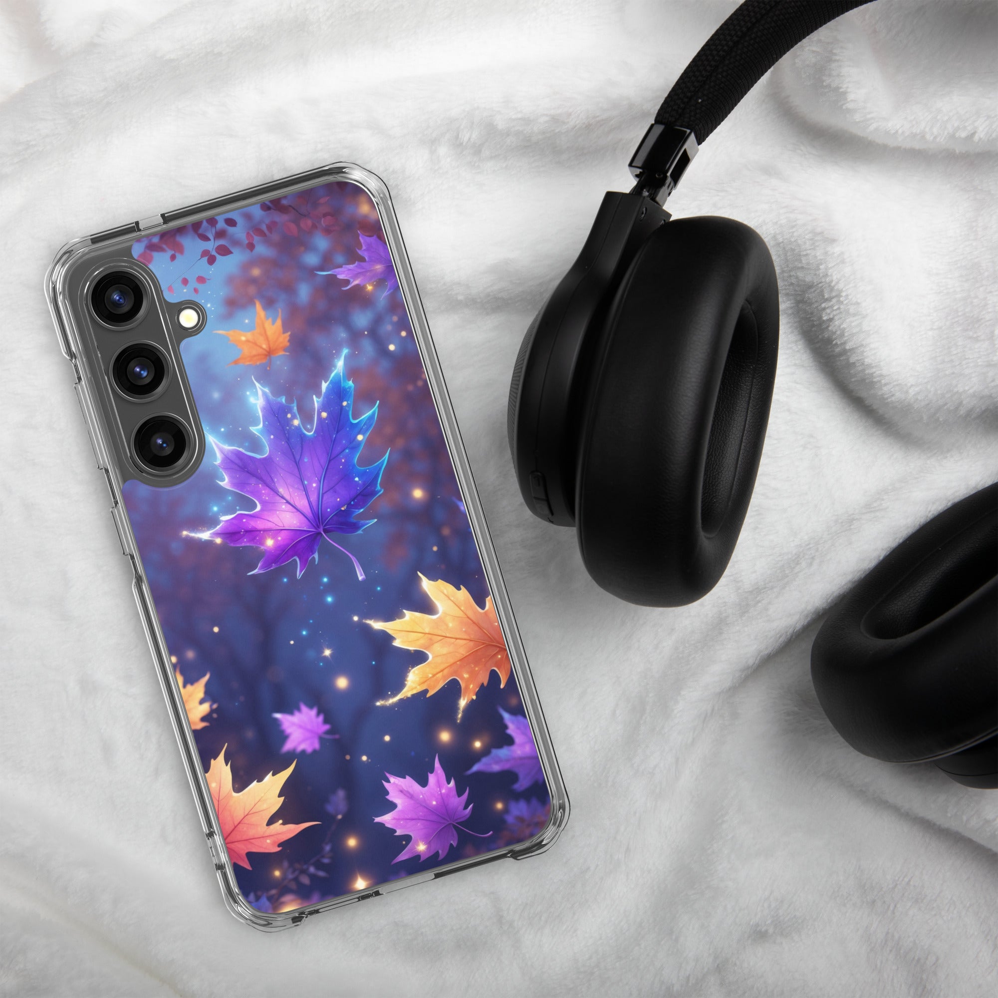 Autumn Leaves Glow Clear Case for Samsung Galaxy S24 Plus – Magical Nature Protective Cover