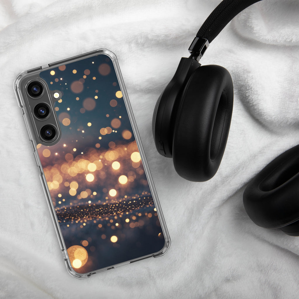 Golden Bokeh Lights Clear Case for Samsung Galaxy S24 Plus – Elegant Glow Protective Cover
