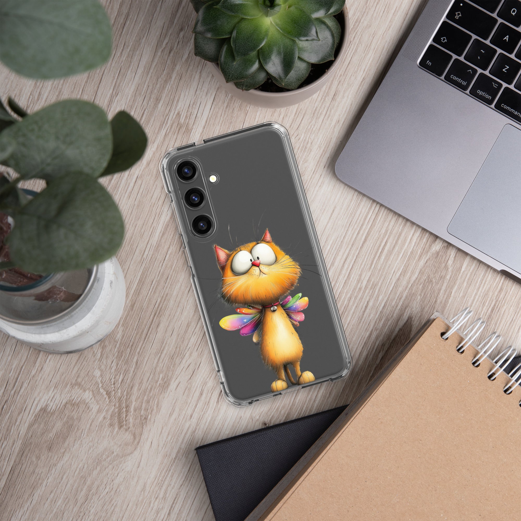 Whimsical Fairy Cat Clear Case for Samsung Galaxy S24 Plus – Playful Fantasy Protective Cover