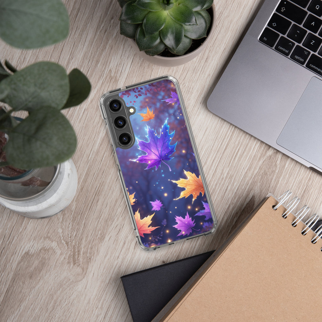 Autumn Leaves Glow Clear Case for Samsung Galaxy S24 Plus – Magical Nature Protective Cover