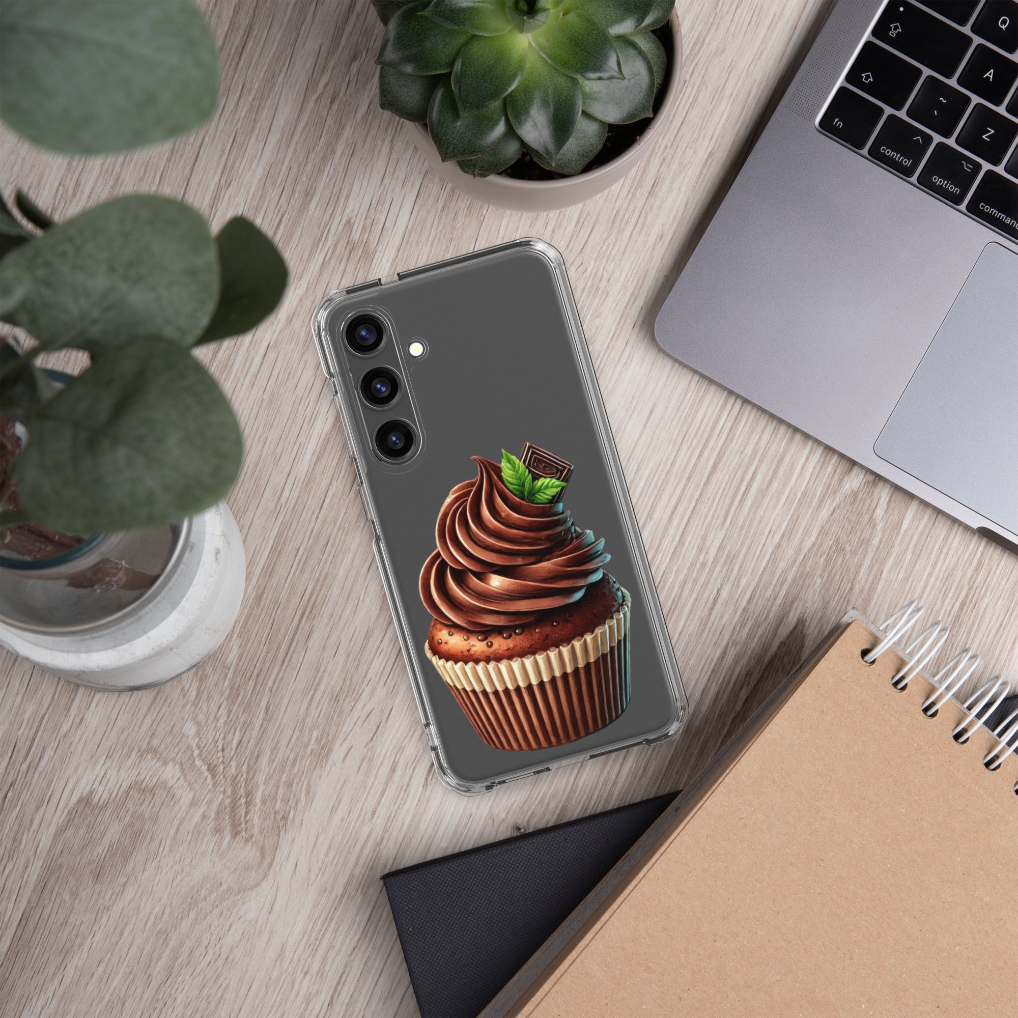 Chocolate Cupcake Clear Case for Samsung Galaxy S24 Plus – Sweet Dessert Art Protective Cover