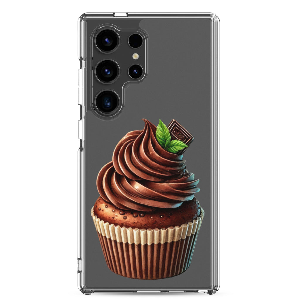 Chocolate Cupcake Clear Case for Samsung Galaxy S24 Ultra – Sweet Dessert Art Protective Cover