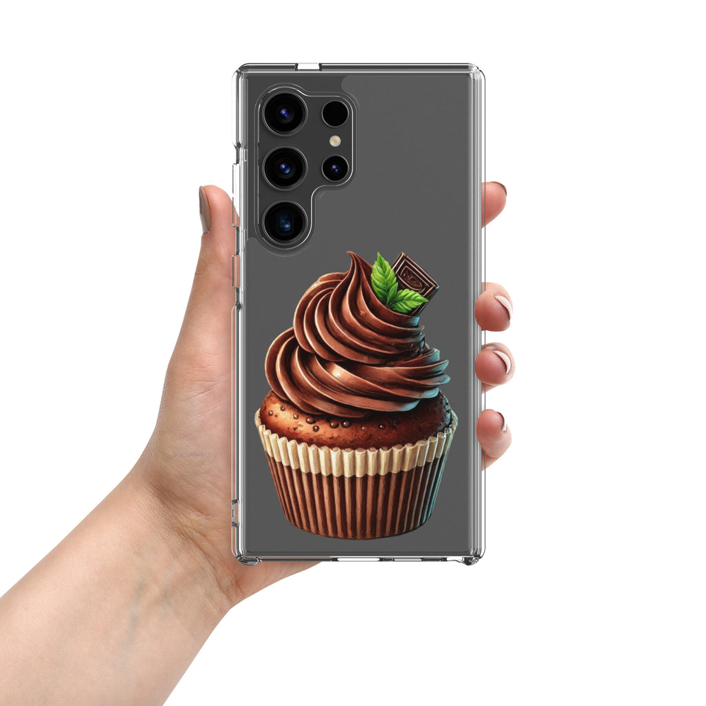 Chocolate Cupcake Clear Case for Samsung Galaxy S24 Ultra – Sweet Dessert Art Protective Cover
