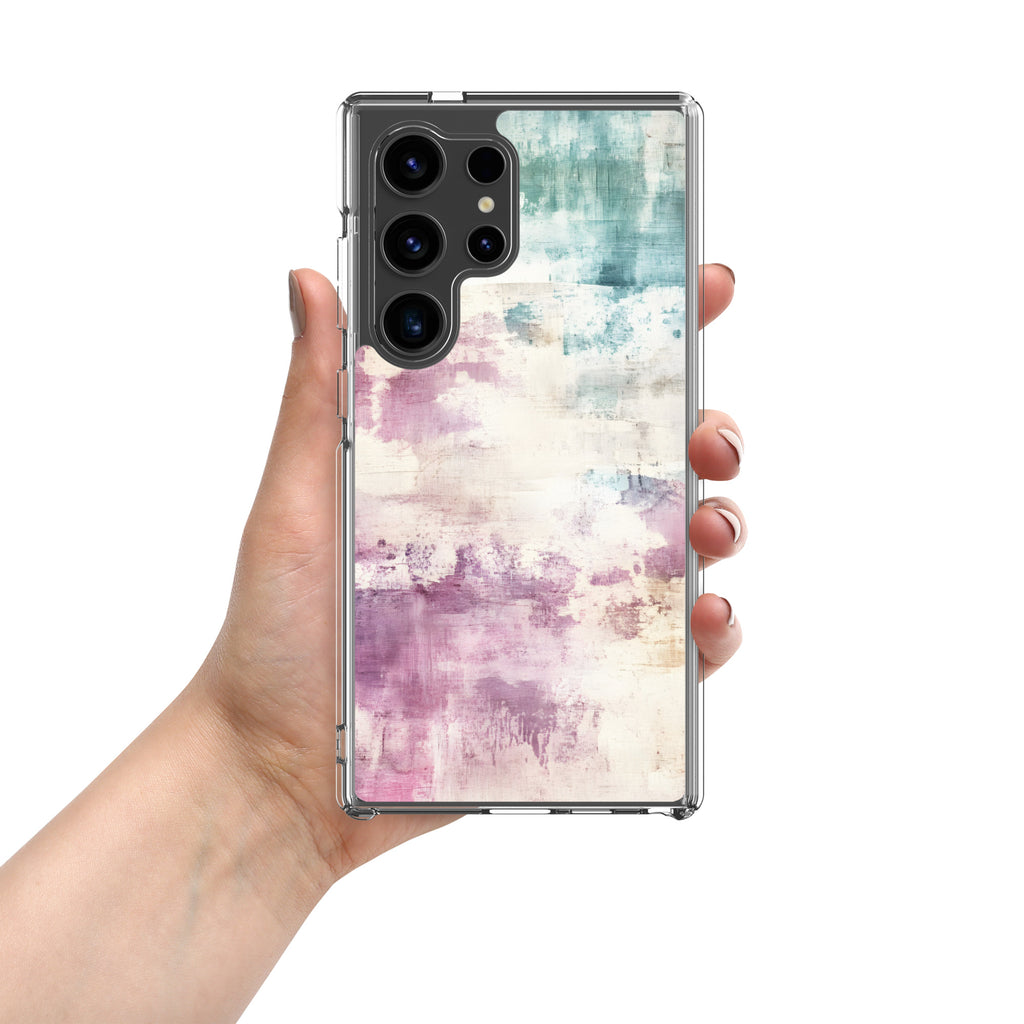 Soft Abstract Pastel Clear Case for Samsung Galaxy S24 Ultra – Modern Watercolor Protective Cover