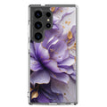 Purple Floral Gold Clear Case for Samsung Galaxy S24 Ultra – Elegant Flower Protective Cover