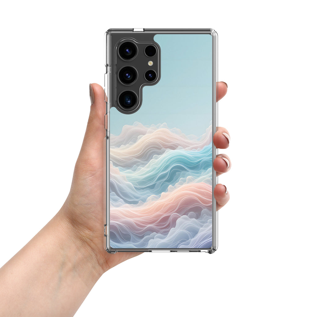 Abstract Pastel Waves Dream Clear Case for Samsung Galaxy S24 Ultra – Soft Minimalist Protective Cover