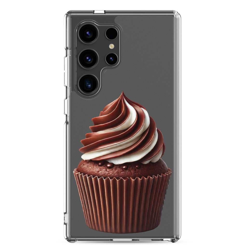 Chocolate Swirl Cupcake Clear Case for Samsung Galaxy S24 Ultra – Dessert-Inspired Protective Cover