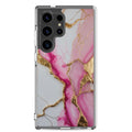 Pink Marble Gold Veins Clear Case for Samsung Galaxy S24 Ultra – Elegant Stone Protective Cover