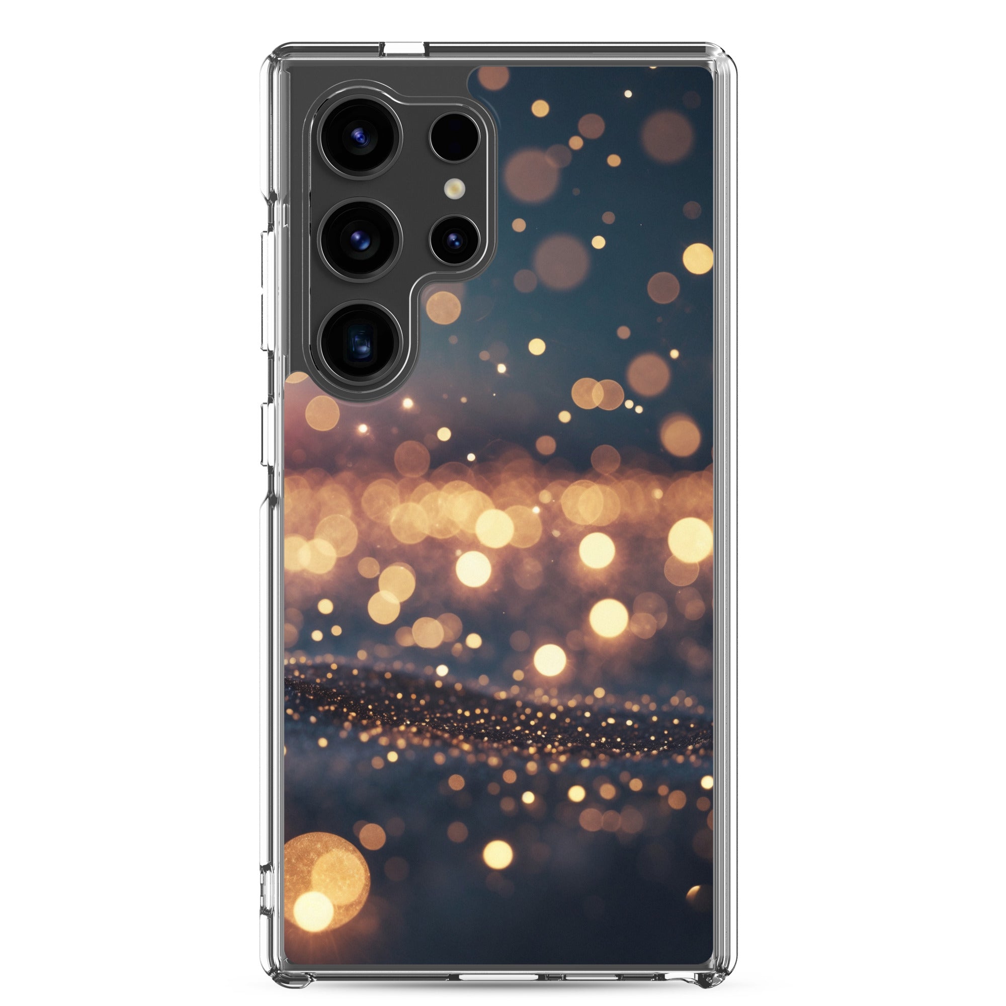 Golden Bokeh Lights Clear Case for Samsung Galaxy S24 Ultra – Elegant Glow Protective Cover