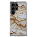 White Marble Gold Veins Clear Case for Samsung Galaxy S24 Ultra – Elegant Stone Protective Cover