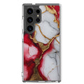 Red Marble Gold Veins Clear Case for Samsung Galaxy S24 Ultra – Luxury Abstract Protective Cover