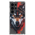 Fierce Wolf Portrait Clear Case for Samsung Galaxy S24 Ultra – Dark Animal Art Protective Cover
