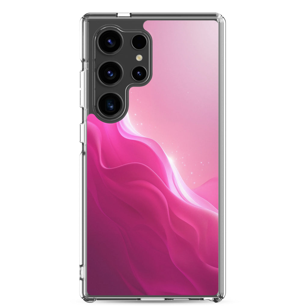 Pink Gradient Waves Dream Clear Case for Samsung Galaxy S24 Ultra – Minimal Abstract Protective Cover