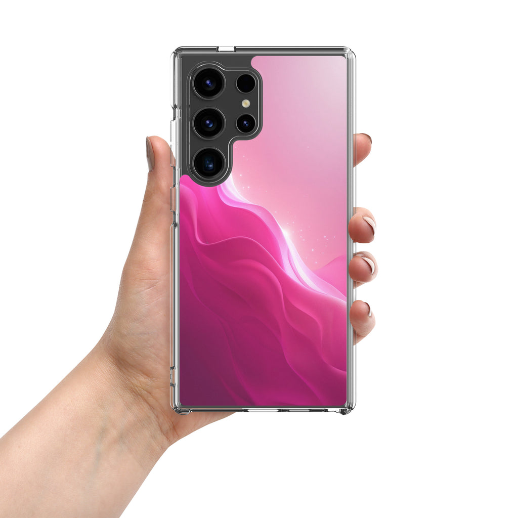 Pink Gradient Waves Dream Clear Case for Samsung Galaxy S24 Ultra – Minimal Abstract Protective Cover