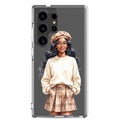 Chic Autumn Portrait Clear Case for Samsung Galaxy S24 Ultra – Elegant Minimalist Protective Cover