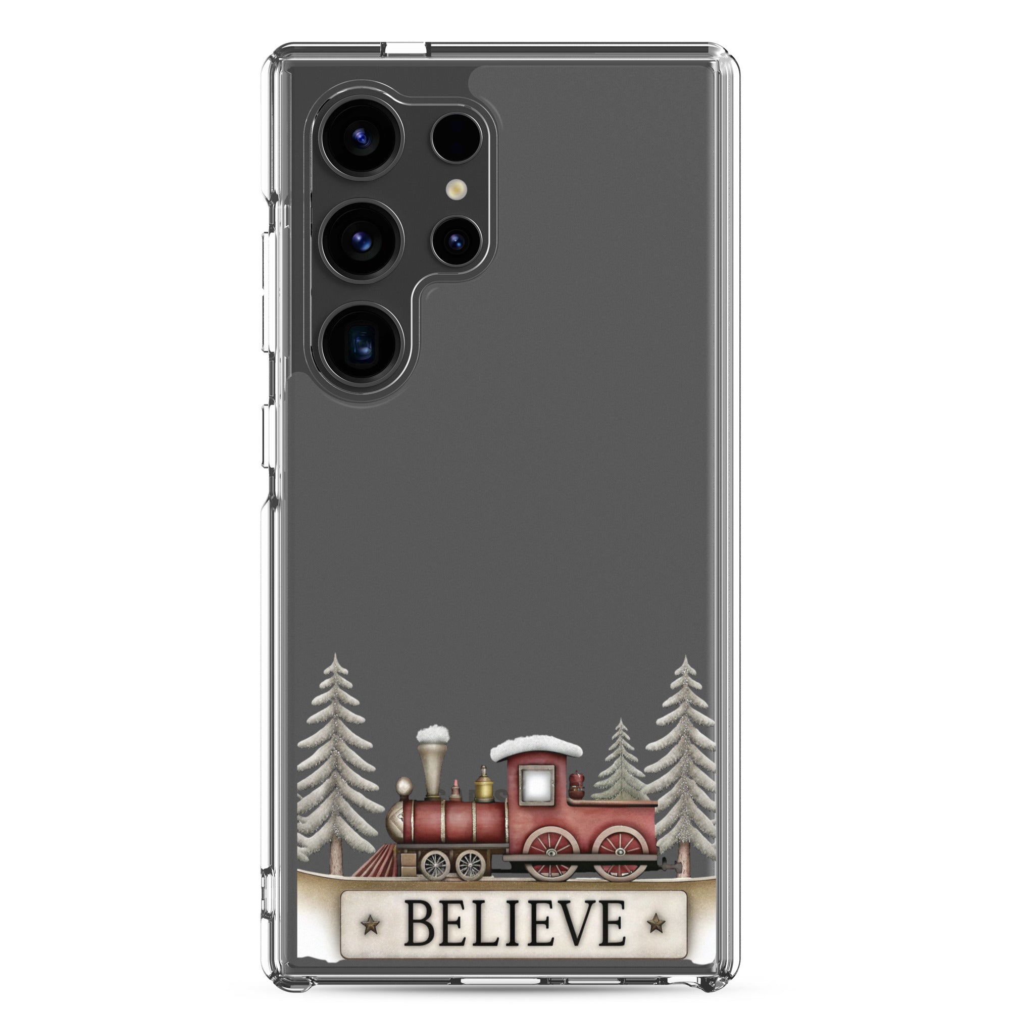 Believe Christmas Train Clear Case for Samsung Galaxy S24 Ultra – Festive Holiday Protective Cover